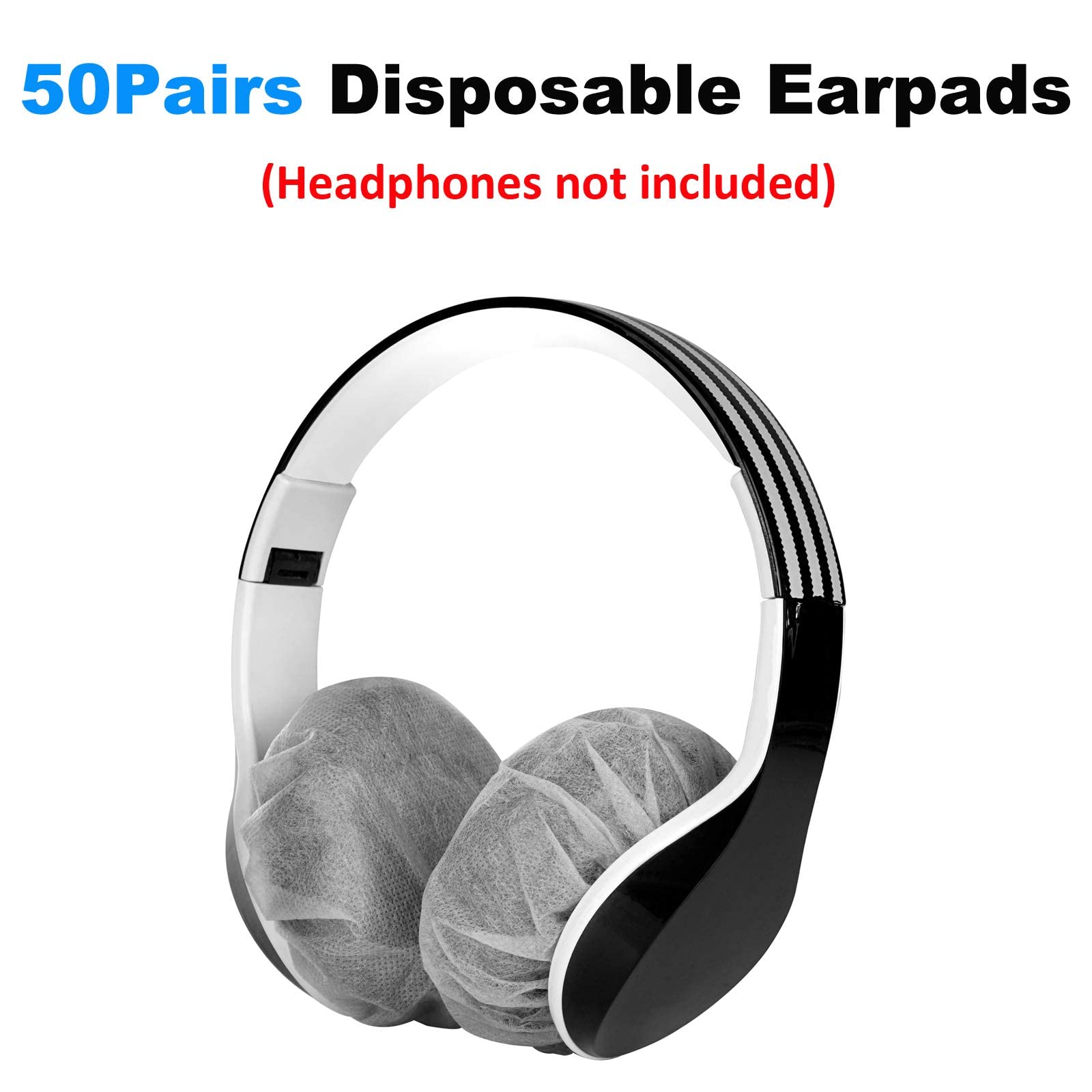 Yizhet 100-Pack Disposable Headphone Covers - Stretchable Non-Woven Fabric Earpad Protectors (7-8.5cm/2.75