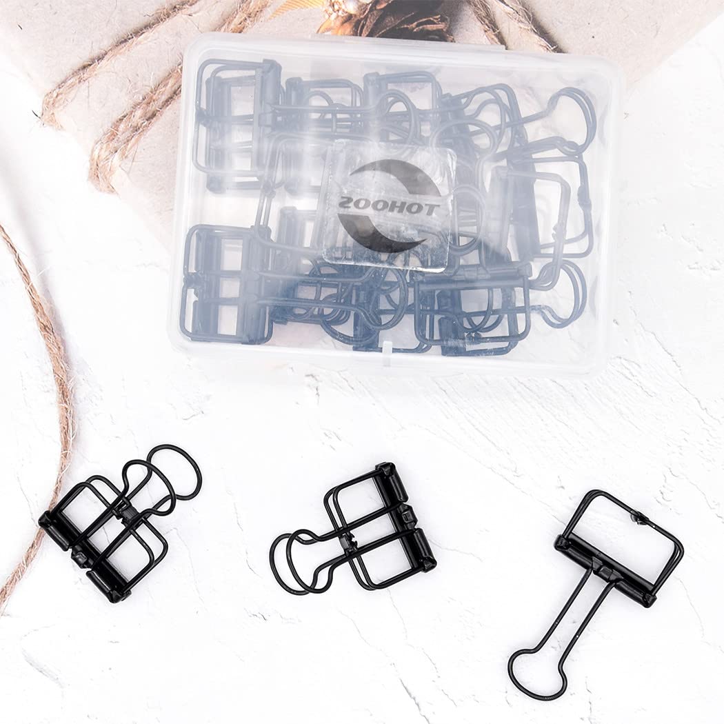 Premium Black 0.98 Inch Binder Clips - 15 Pack Heavy Duty Wire Clips for Office, School, Home Organization & Document Binding