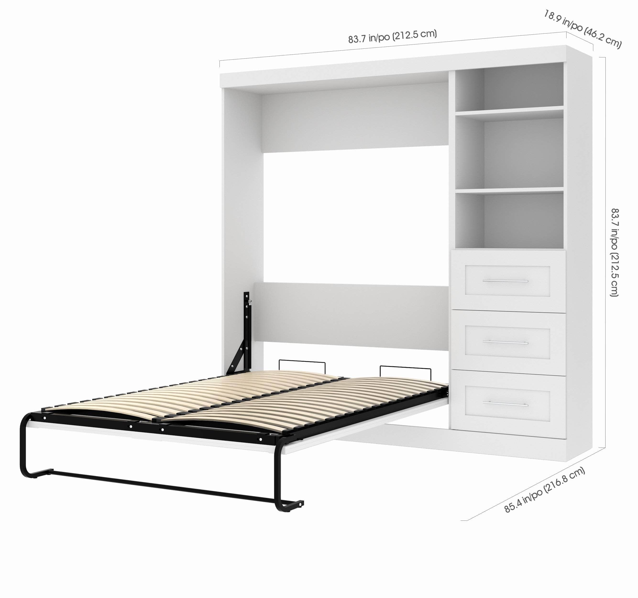 Pur Full Murphy Wall Bed with Storage Drawers - 84