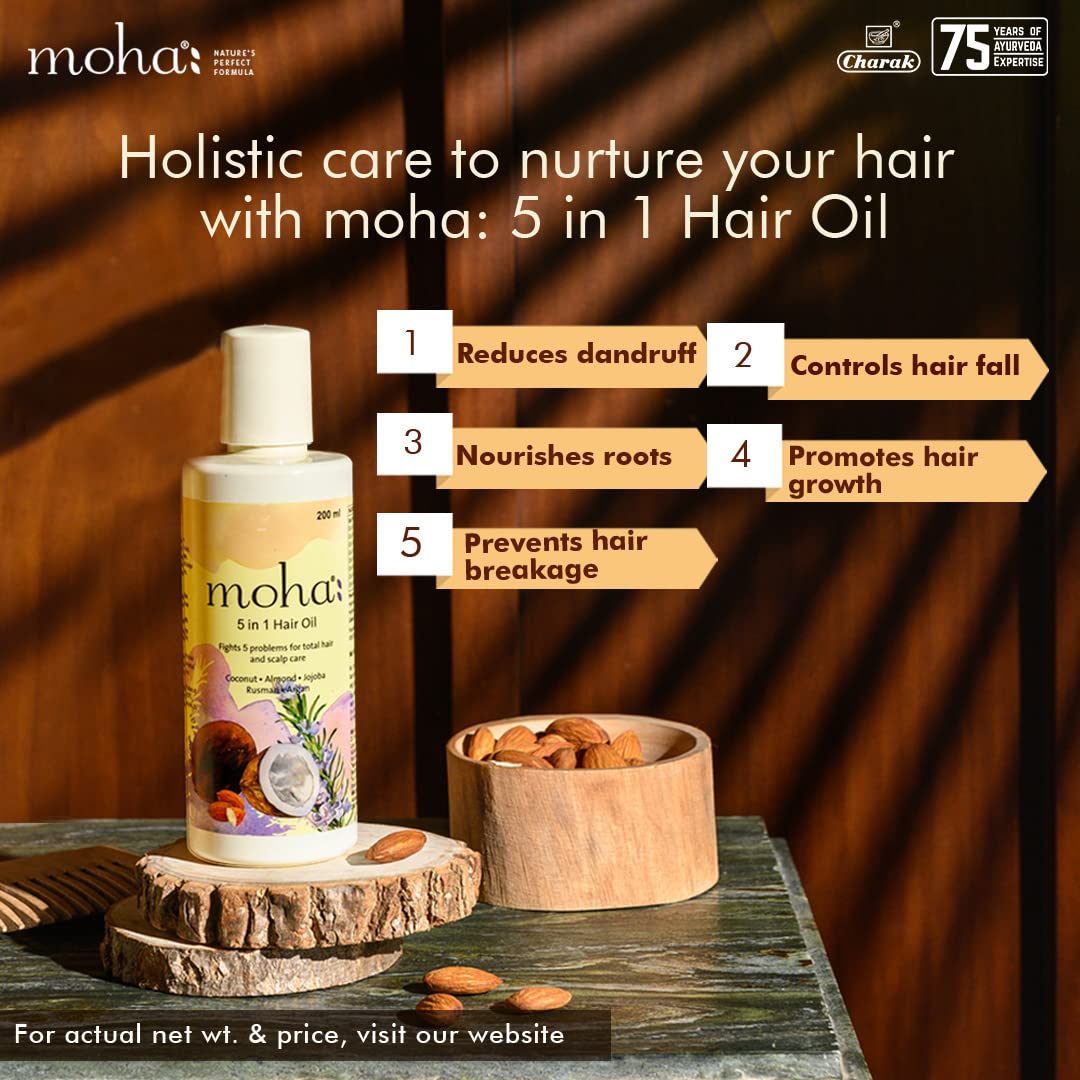 Premium 5-in-1 Hair Growth Oil with Coconut, Almond, Jojoba, Rosemary & Wheatgerm Oils - Natural Treatment for Hair Fall Reduction & Scalp Care - 200ml (Pack of 2) - Ideal for Daily Hair Nourishment & Styling