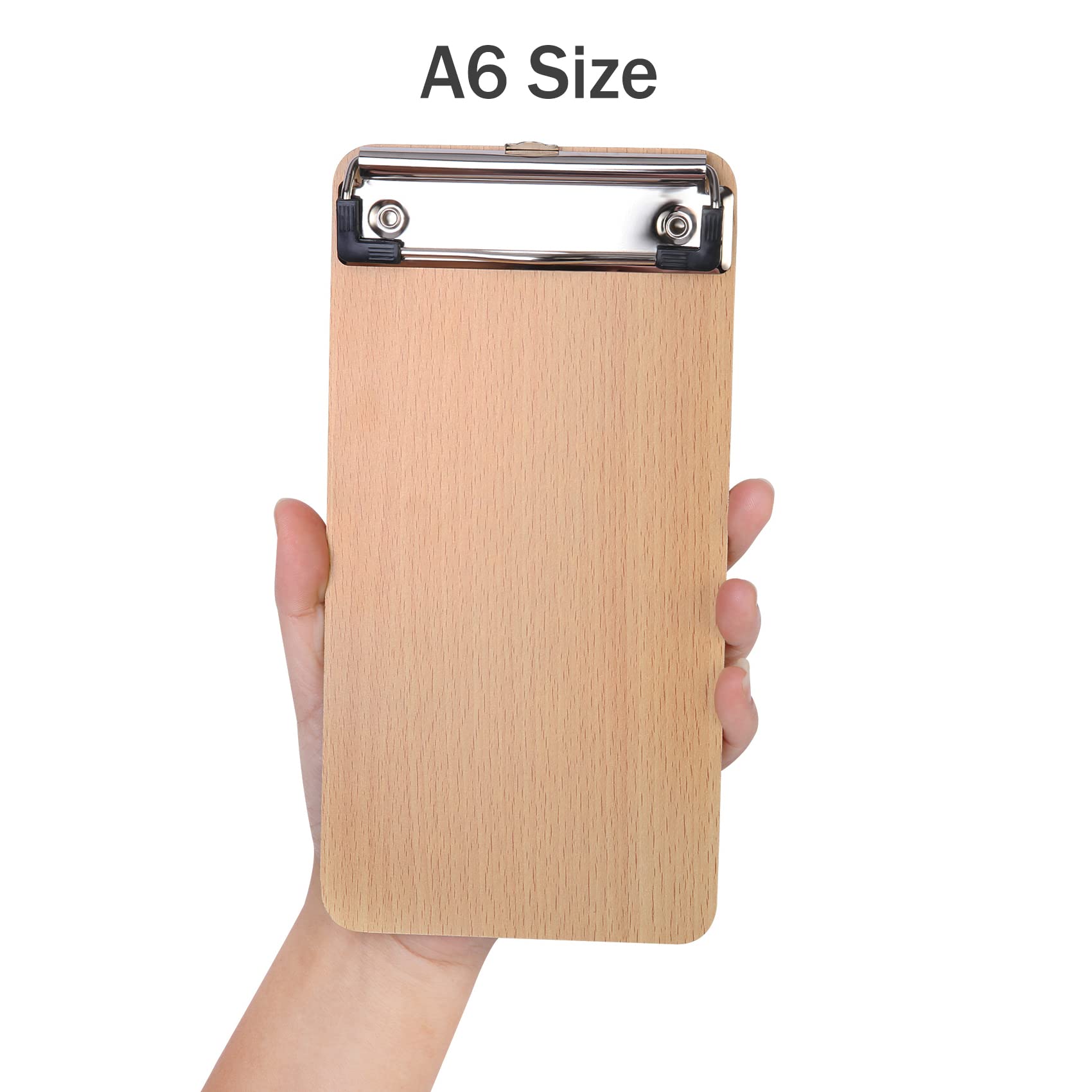 BOMKEE A6 Mini Wooden Clipboard Set of 6 - Small Hardboard Office Memo Clipboards for Restaurant, Cafe, School & Home Use - Perfect for Menus, Bills, Notes & Checklists