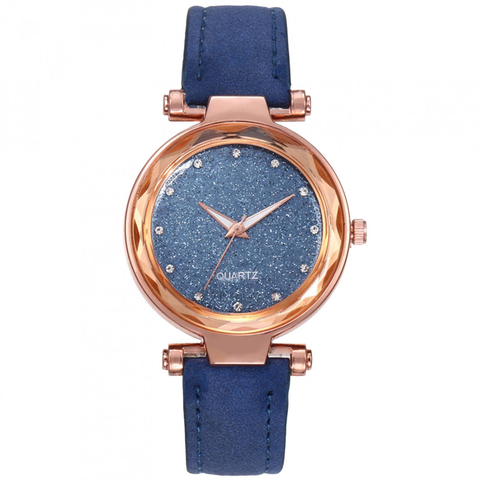 Yeswellty Women's Quartz Watch - Starry Sky Design, Frosted Band, Diamond Dial, Round Case - Perfect for Casual Wear, Office, and Special Occasions