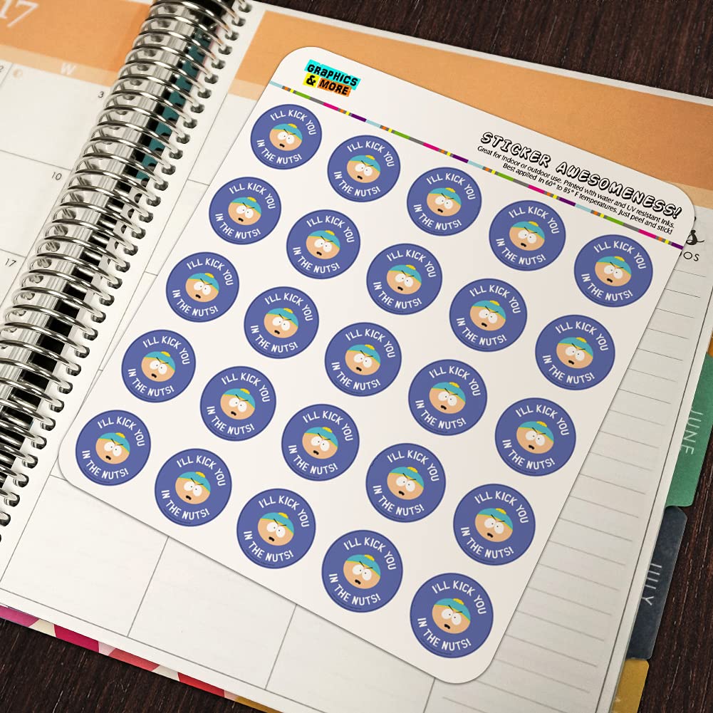 South Park Cartman Kick You in The Nuts Planner Stickers - Funny Scrapbooking Supplies for Bullet Journals, DIY Crafts & Calendar Decoration - Perfect for Fans & Collectors