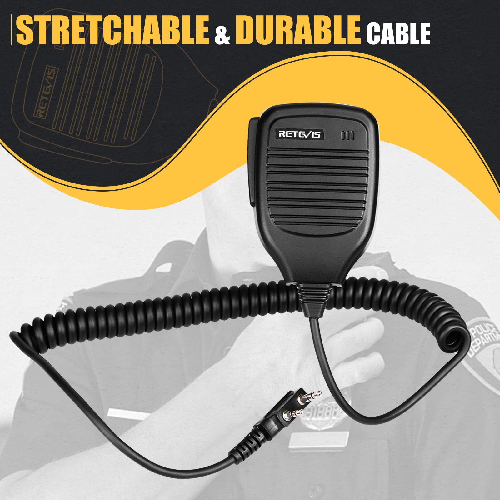 Retevis 2 Pin Walkie Talkie Speaker Microphone - Compatible with Retevis RT22 RT27 RT68 RT15 RB17 RT17 RT19 H777 RT66 RT67 & Baofeng UV-5R 888S 2 Way Radios (1 Pack) - Ideal for Outdoor Adventures, Construction Sites, and Emergency Communication