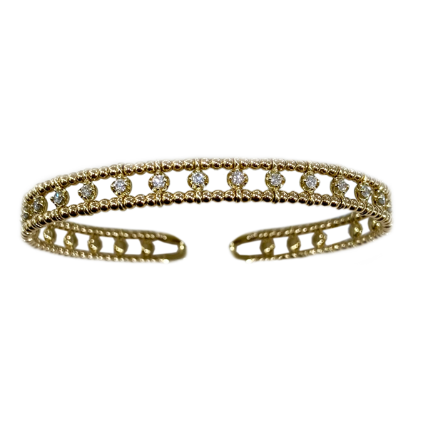 14K Yellow Gold Diamond Bangle Bracelet for Women - Elegant Stackable Jewelry Gift for Anniversary, Birthday & Special Occasions