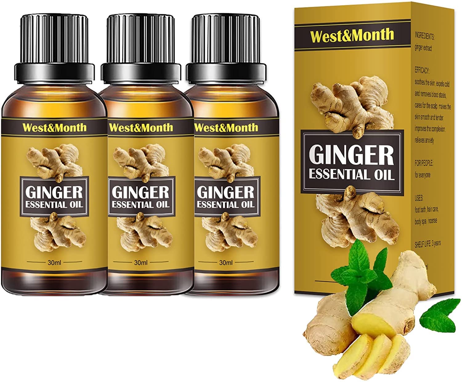 Belly Drainage Ginger Oil for Lymphatic Massage - Natural Slimming Tummy & Anti-Cellulite Essential Oil - Relaxing Ginger Massage Liquid for Body Contouring & Detox - Perfect for Post-Workout Recovery & Spa Treatments