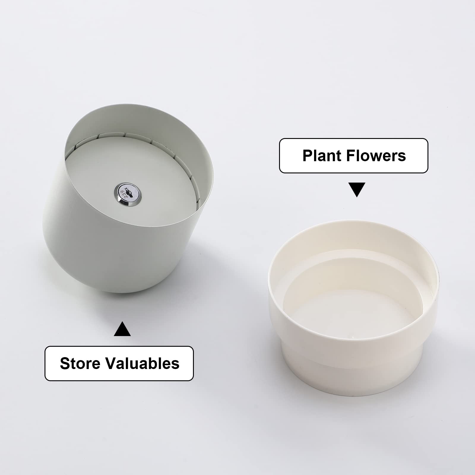 Flower Pot Diversion Safe with Key Lock - Hidden Secret Storage Box for Valuables, Fake Bottom Compartment (Plants Not Included) | Perfect for Home Security, Cash Stash & Emergency Hideout
