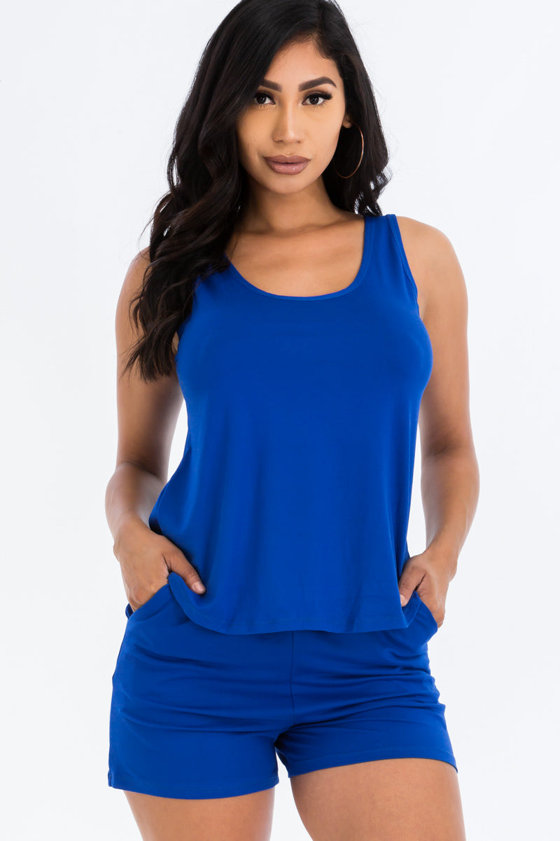 CAPELLA Women's Comfy Tank Top & Shorts Set - Soft Breathable Lounge Wear for Yoga, Gym, Sleep & Relaxation at Home