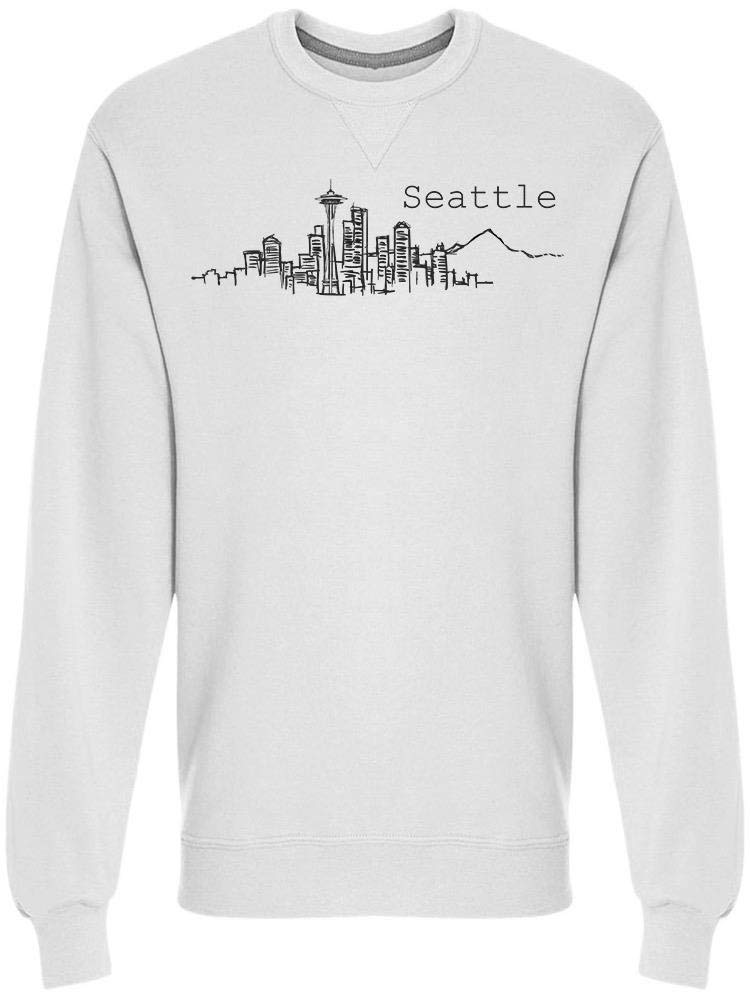 Seattle Skyline Hand Drawn Sweatshirt for Men - Artistic Graphic Pullover Hoodie | Perfect for Casual Wear, Travel & City Exploration
