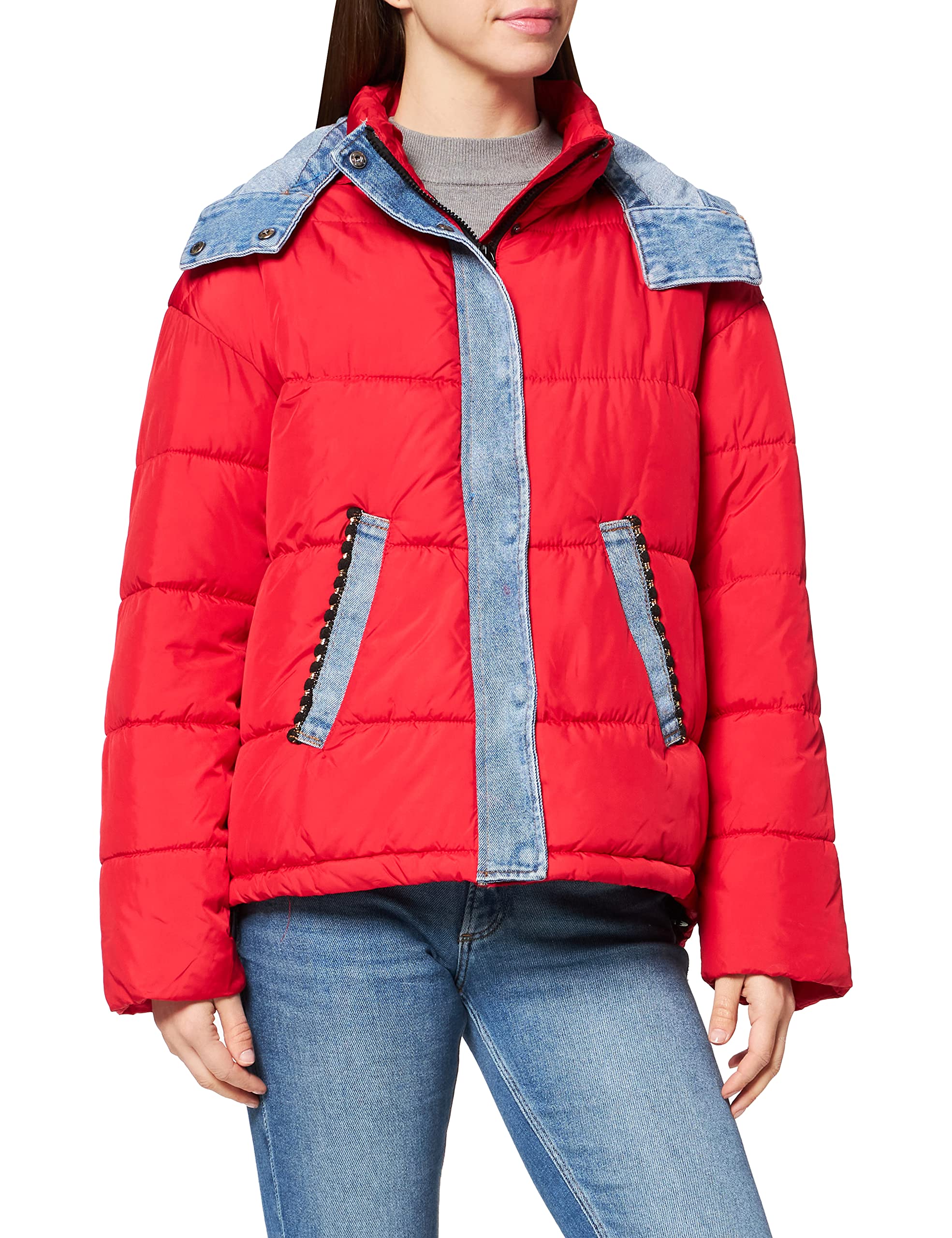 Desigual Women's Woven Padded Short Overcoat Jacket - Lightweight Winter Coat for Women, Fashionable Quilted Outerwear for Casual Outings & Office Wear