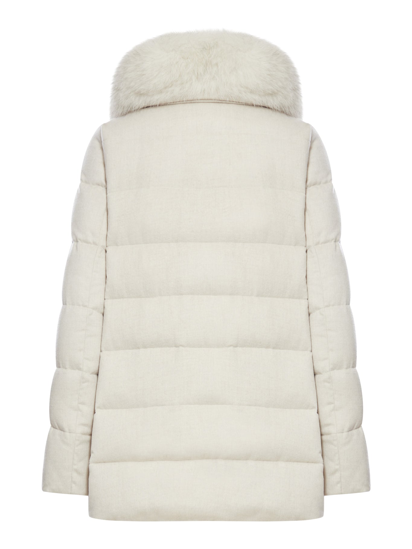 Moorer Dorado Faux Fur Coat in Nude Neutrals - Women's Long Sleeve Winter Jacket for Fashion & Outdoor Activities