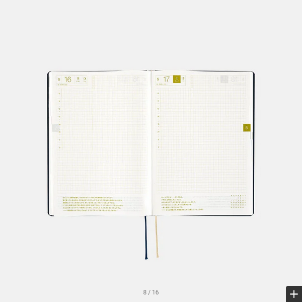 Hobonichi Techo 2025 Planner (Navy Blue) - A5 Size Daily Journal with January Start, Monday Start | English Edition | Perfect for Work, School & Personal Planning