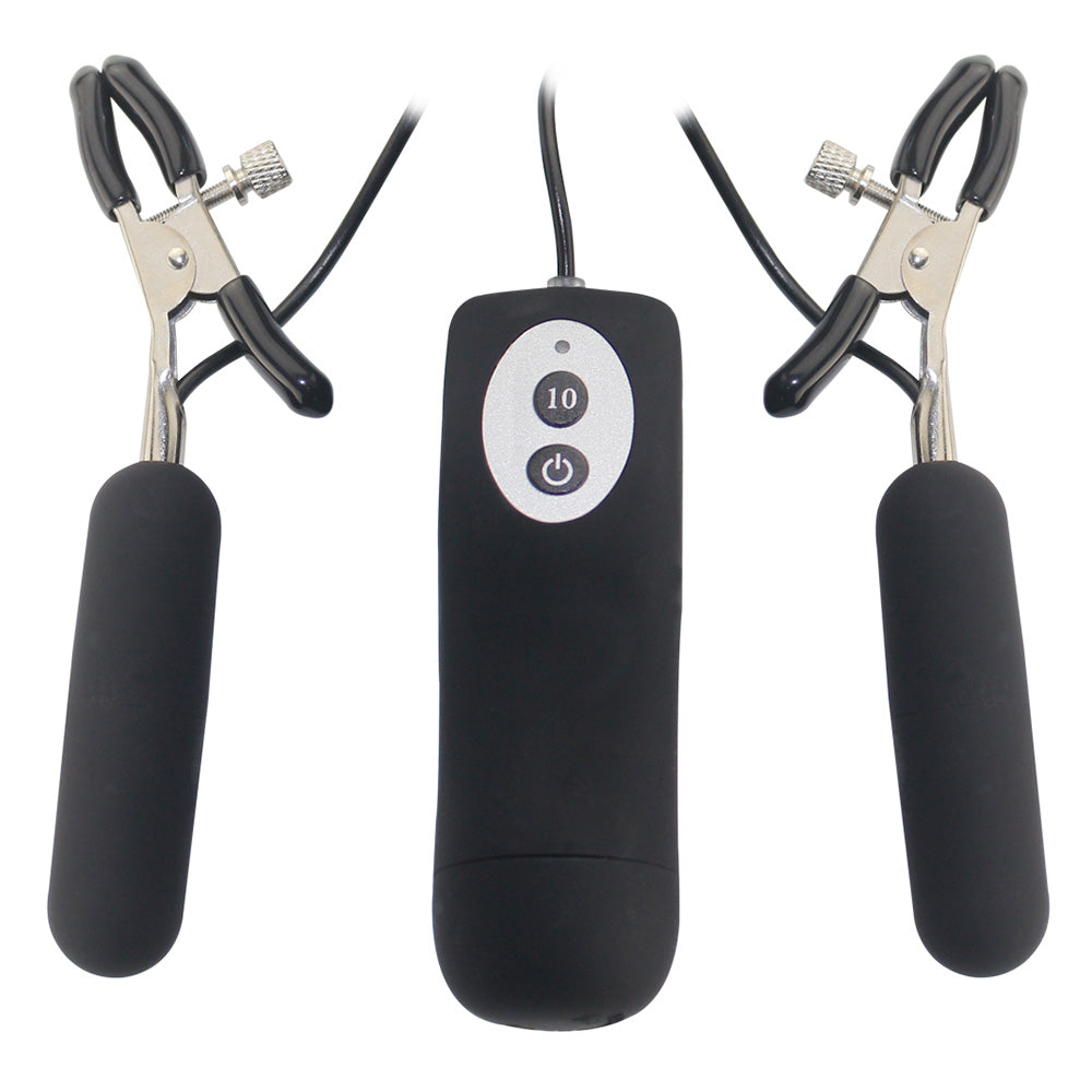 10 Function Vibrating Nipple Clamp Stimulators - Adjustable Pleasure Clamps for Couples & BDSM Play - Perfect for Sensual Massage, Foreplay & Adult Intimacy