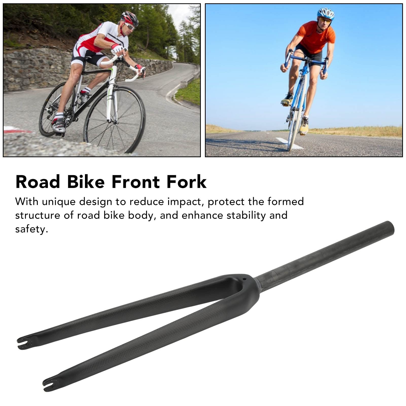 700C Carbon Fiber Road Bike Fork - 3K Stripes, Quick Release, C Brake & Rim Brake Compatible - Superlight Rigid Straight Tube Fork for Mountain & Road Bikes - Perfect for Racing, Commuting & Performance Cycling