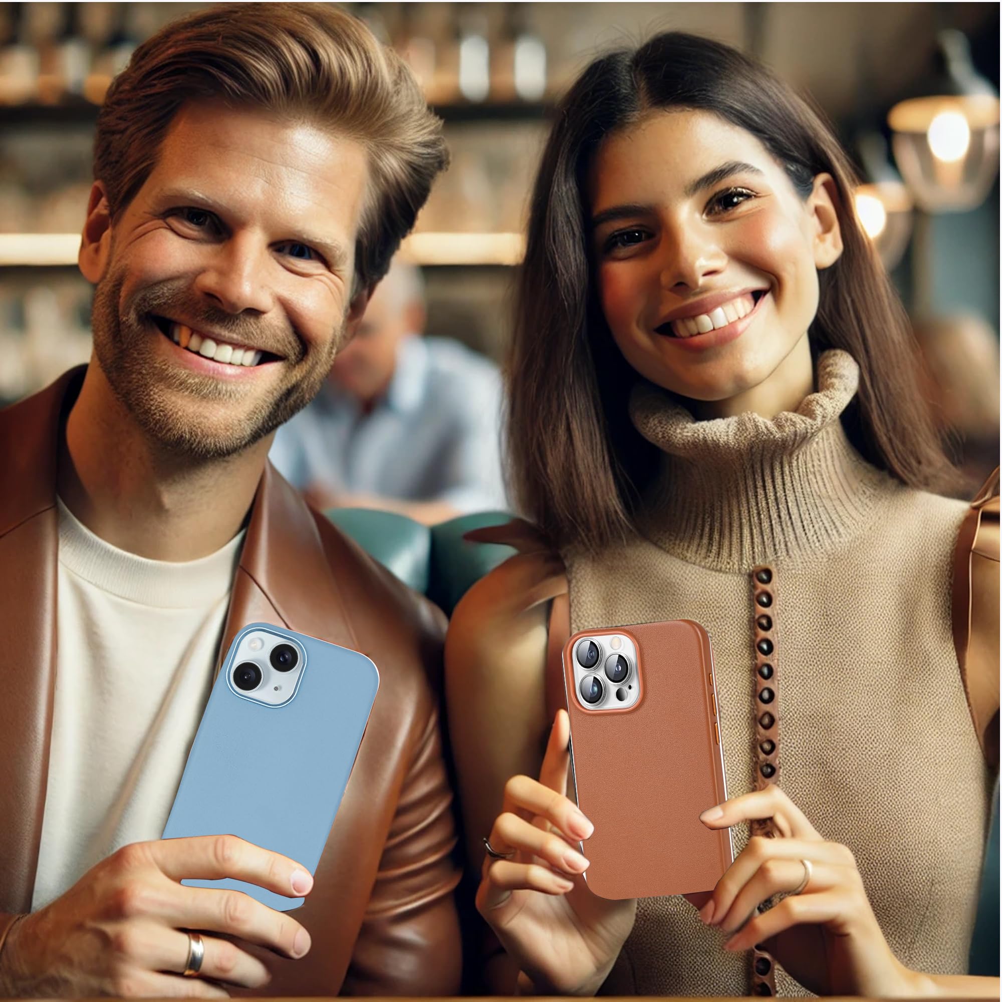 Premium Genuine Leather Case for Apple iPhone 15 Pro Max - Magnetic Charging, Shockproof Slim Design, Built-in Strong Magnets, Scratch-Resistant Microfiber Lining (Brown) - Perfect for Work, Travel & Everyday Protection