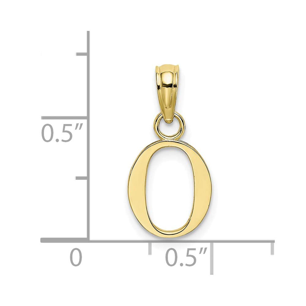 10K Yellow Gold Small Letter O Block Initial Charm Necklace - 18