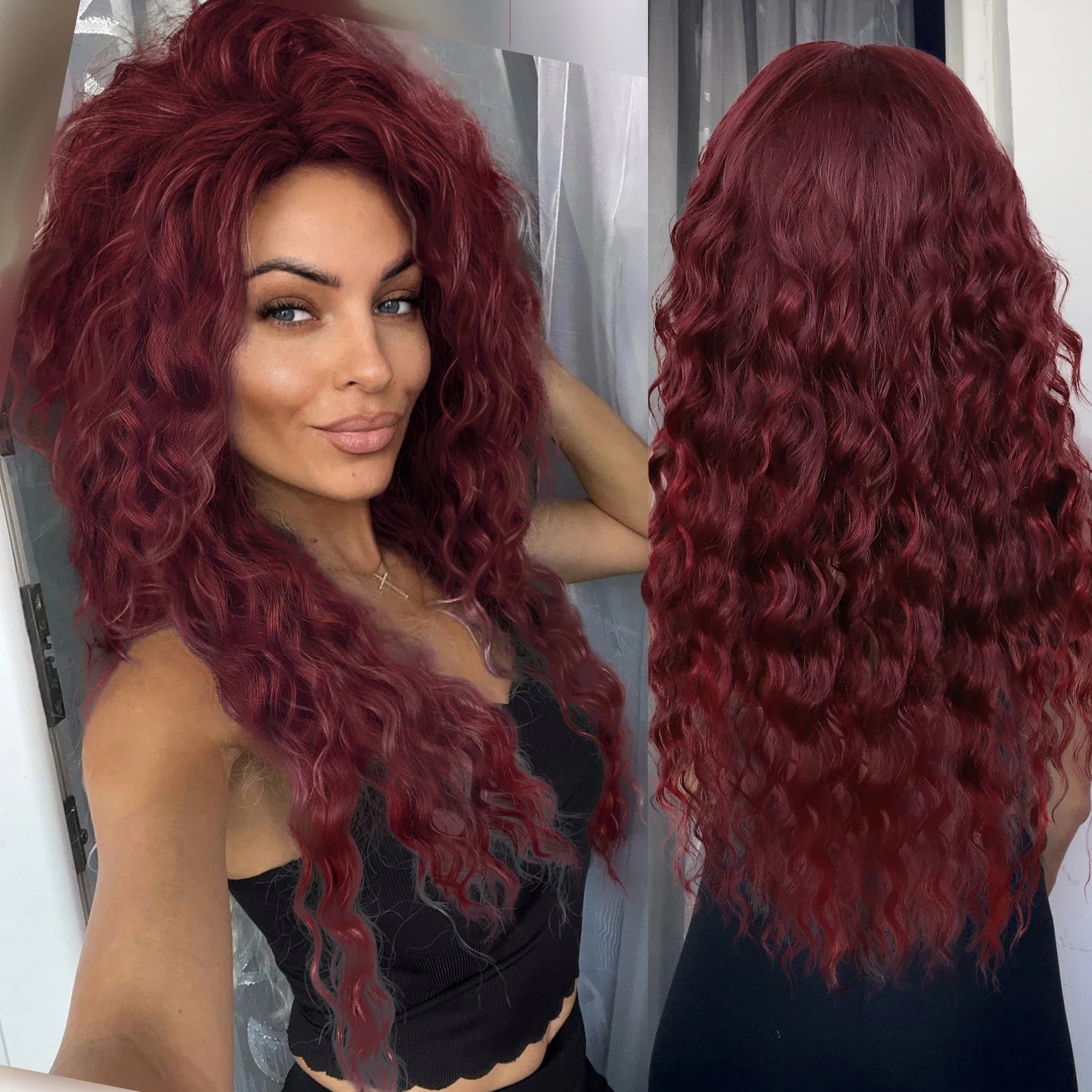 Ash Blonde Synthetic Long Curly Wig for Women - Fluffy Ombre Wave Hairstyle | Perfect for Costume Parties, Carnival, Cosplay & Daily Fashion