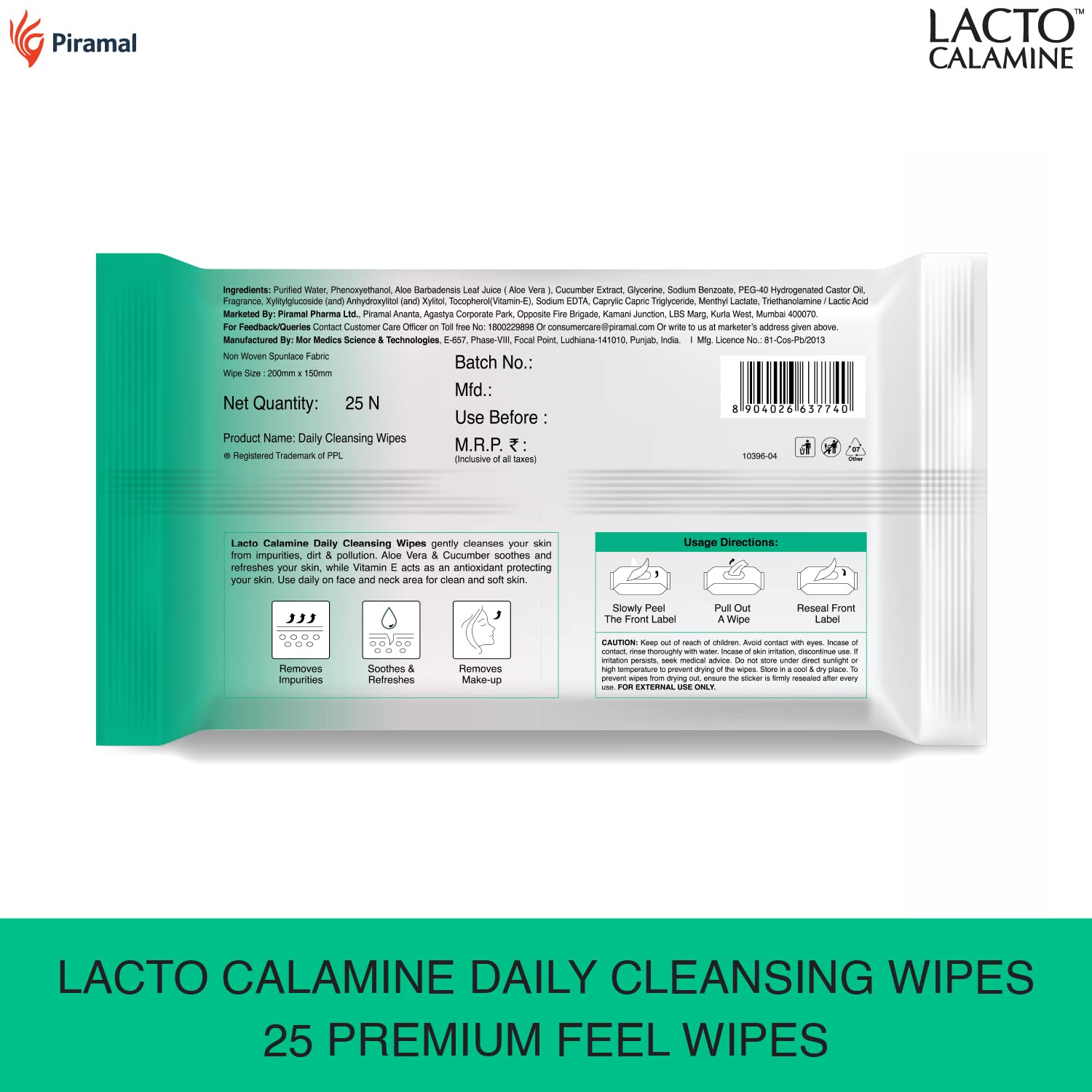 **Lacto Calamine Oil Control Face Cleansing Wipes & Lotion for Oily Skin (120ml) + 99% Pure Aloe Vera Gel with Vitamin E & Glycerin (150g) – Hydrating & Soothing Skincare Combo for Daily Use, Acne Relief & Sunburn Care**