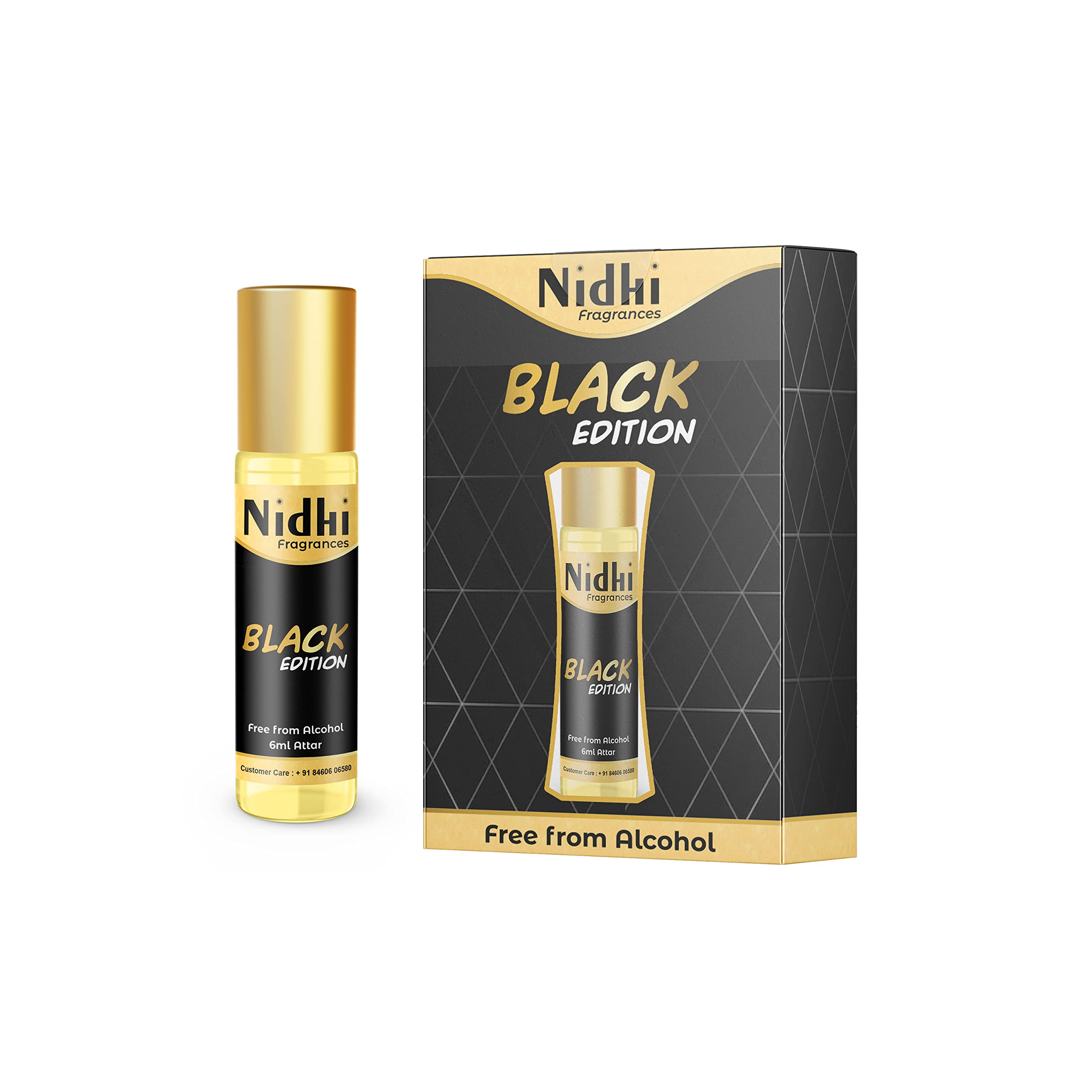 Nidhi Herbal Black Edition Flora Attar Perfume - Pure & Long-Lasting Scent for Men & Women (6ml) - Perfect for Daily Wear, Special Occasions & Gifting