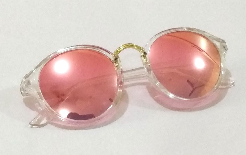 Stylish Pink Round Mirror Sunglasses for Men & Women - SW0021 - UV Protection, Retro Fashion Accessory for Beach, Driving & Outdoor Activities