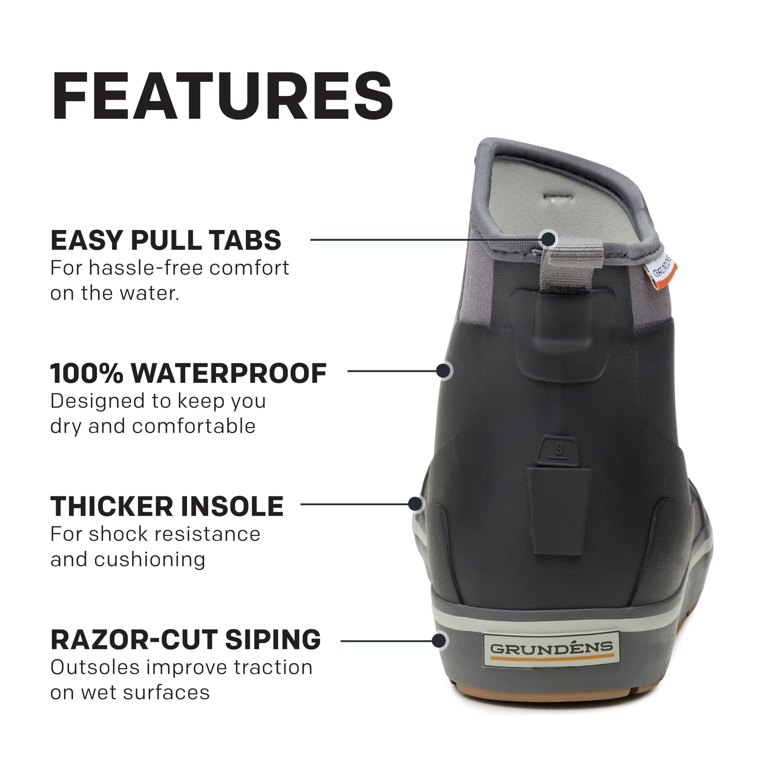 Grundens Men’s DECK-BOSS Waterproof Ankle Boot - Durable Non-Slip Fishing & Work Boots for Outdoor, Boating, and Heavy Duty Use