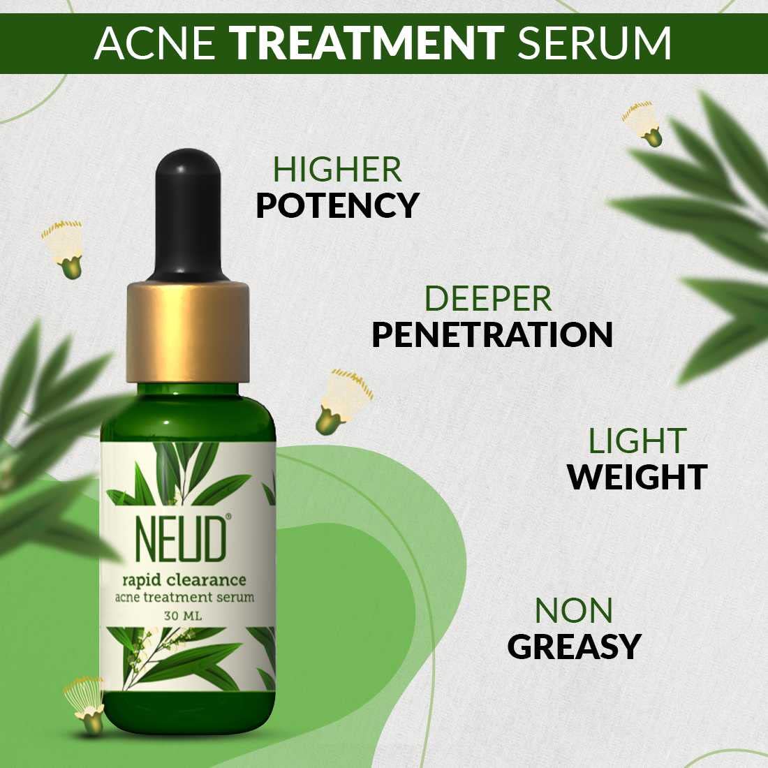 NEUD Xpose Yourself Rapid Clearance Acne Treatment Serum with Salicylic Acid, Bakuchiol & Niacinamide - 2 Pack (30ml) | Oil-Free Face Serum for Acne-Prone Skin | Perfect for Daily Skincare Routine & Blemish Control