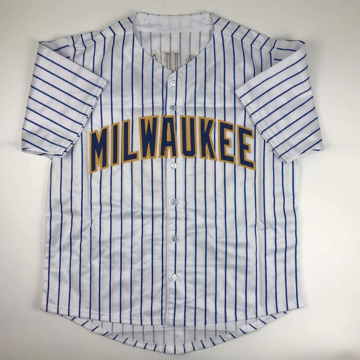 **Authentic Autographed Robin Yount Milwaukee Brewers Pinstripe Baseball Jersey with JSA COA – Perfect for Collectors, Fans, and Sports Memorabilia Displays**