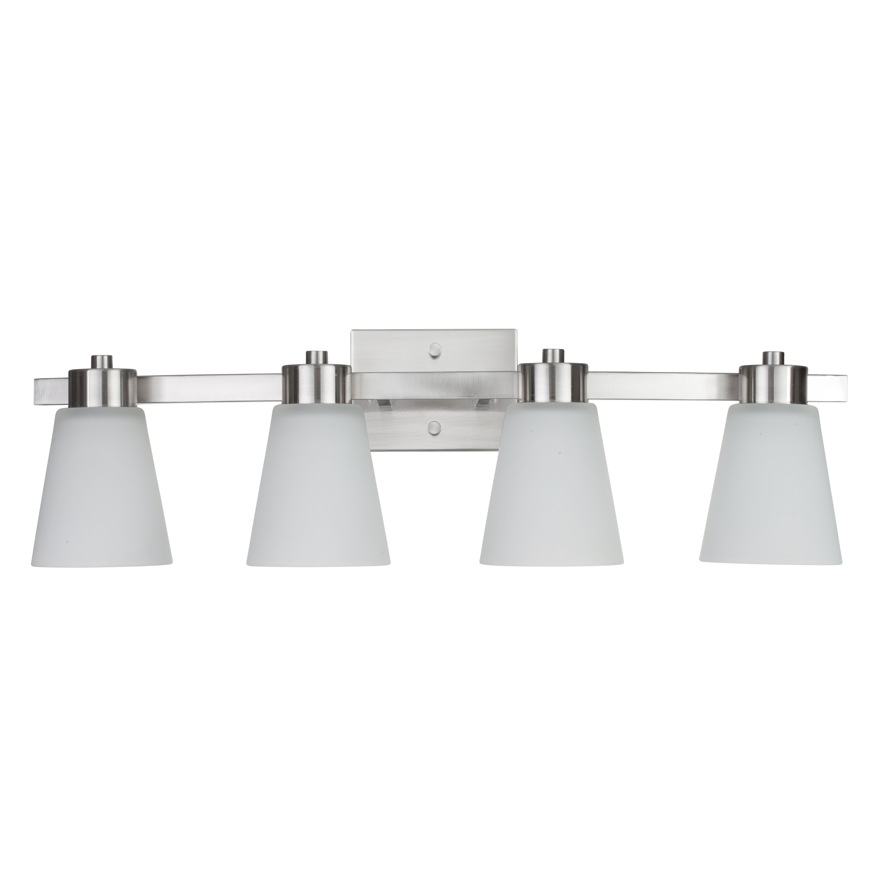 Fairendale 4-Light Brushed Nickel Vanity Light with Frosted Glass Shades - Perfect for Bathroom, Bedroom, and Dressing Room Lighting