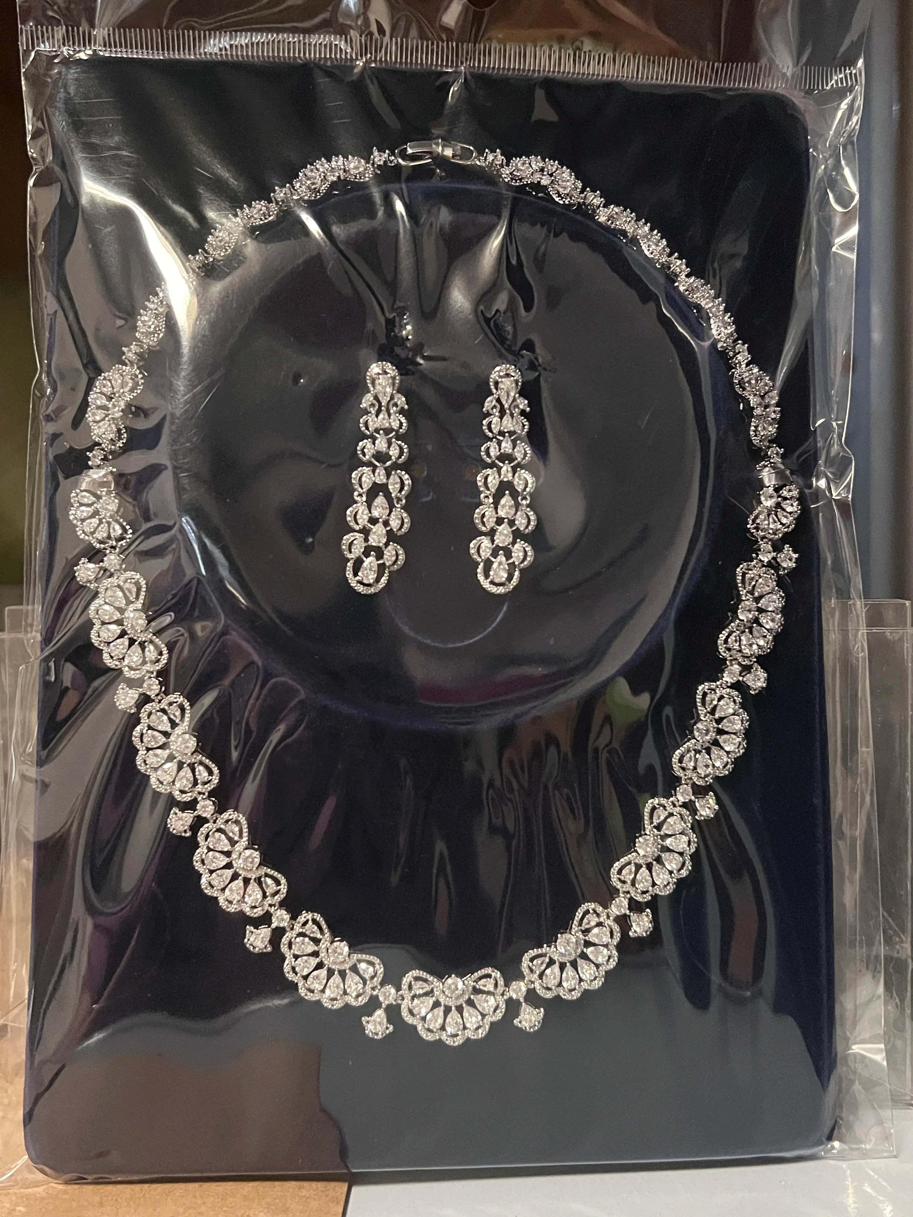 Luxury 2-Piece Nigeria Bridal Jewelry Set with Zirconia - Elegant Dubai Necklace & Earrings for Women - Perfect for Weddings, Anniversaries & Special Occasions