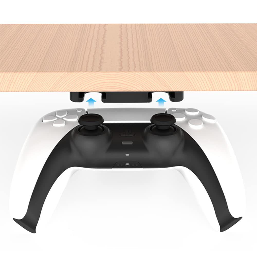 PS5 & PS4 Controller Stand - Under Desk Mount Holder for PlayStation 5/4 Controllers - 2-Pack Gaming Desk Organizer with Cable Management - Perfect for Gaming Setups, Workstations & Home Offices