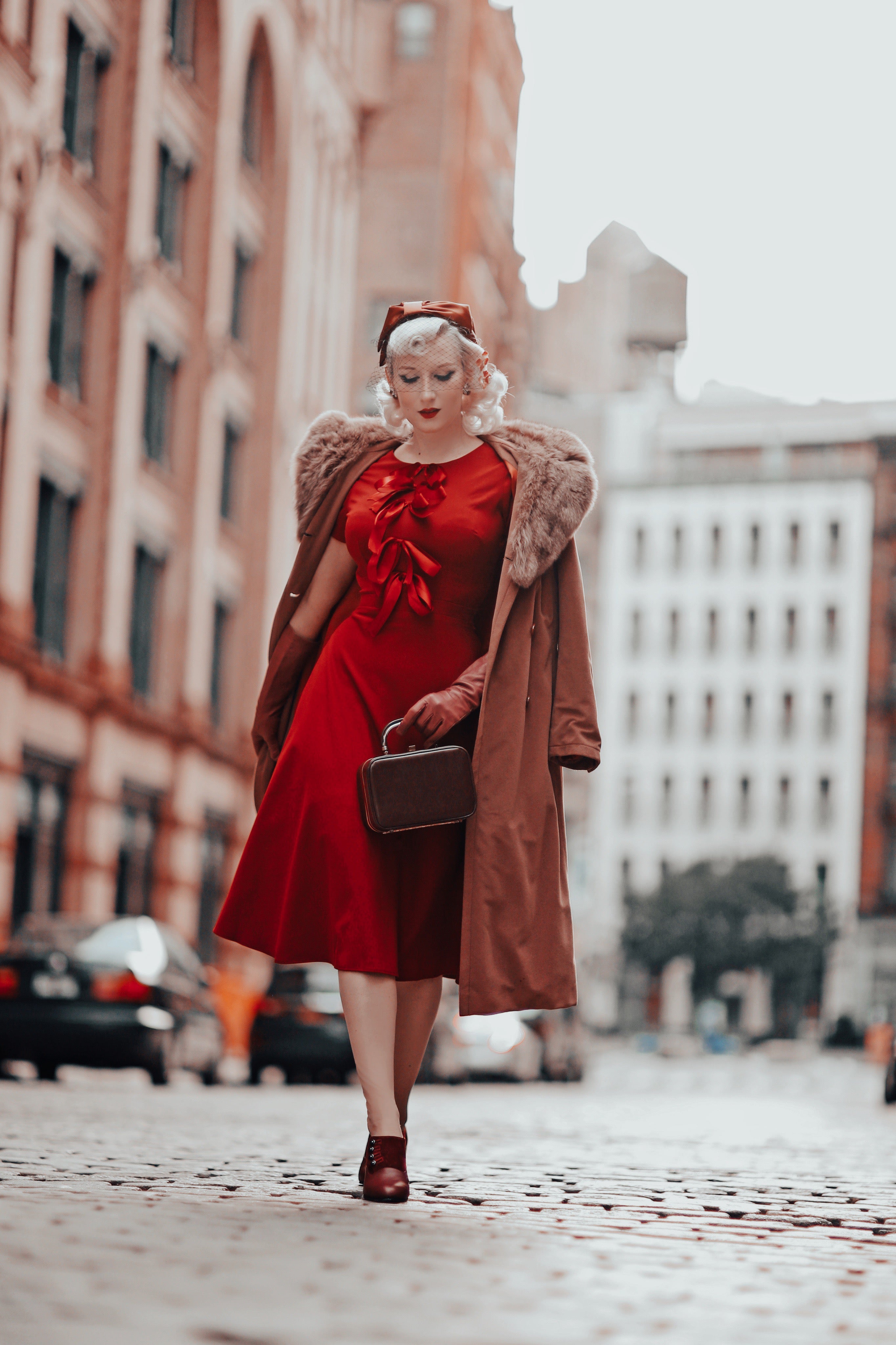 Vintage 50s 60s Swing Dress with Elegant Satin Bow - Retro A-Line Party Dress for Women | Perfect for Cocktail Parties, Weddings & Special Occasions