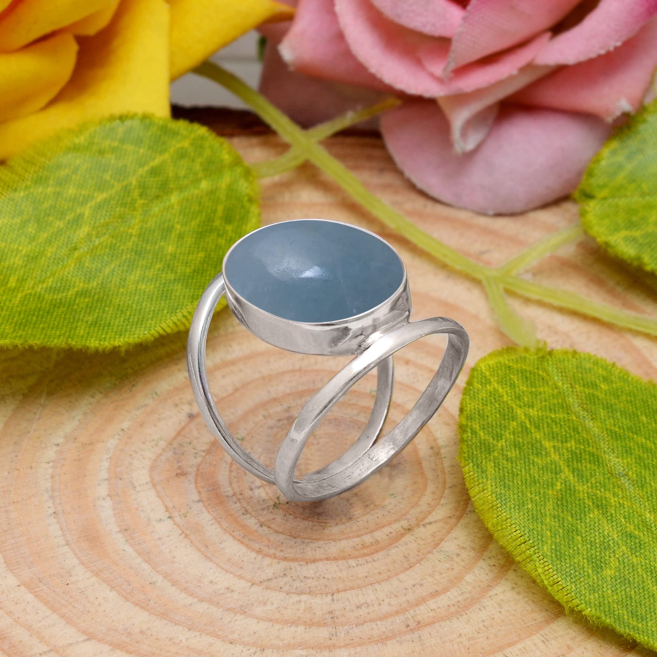Veracity Jewelry Aquamarine Rings for Women - 925 Sterling Silver Handmade Gemstone Ring with Blue Aquamarine - Elegant Designer Jewelry VSR-413 | Perfect for Weddings, Anniversaries & Special Occasions