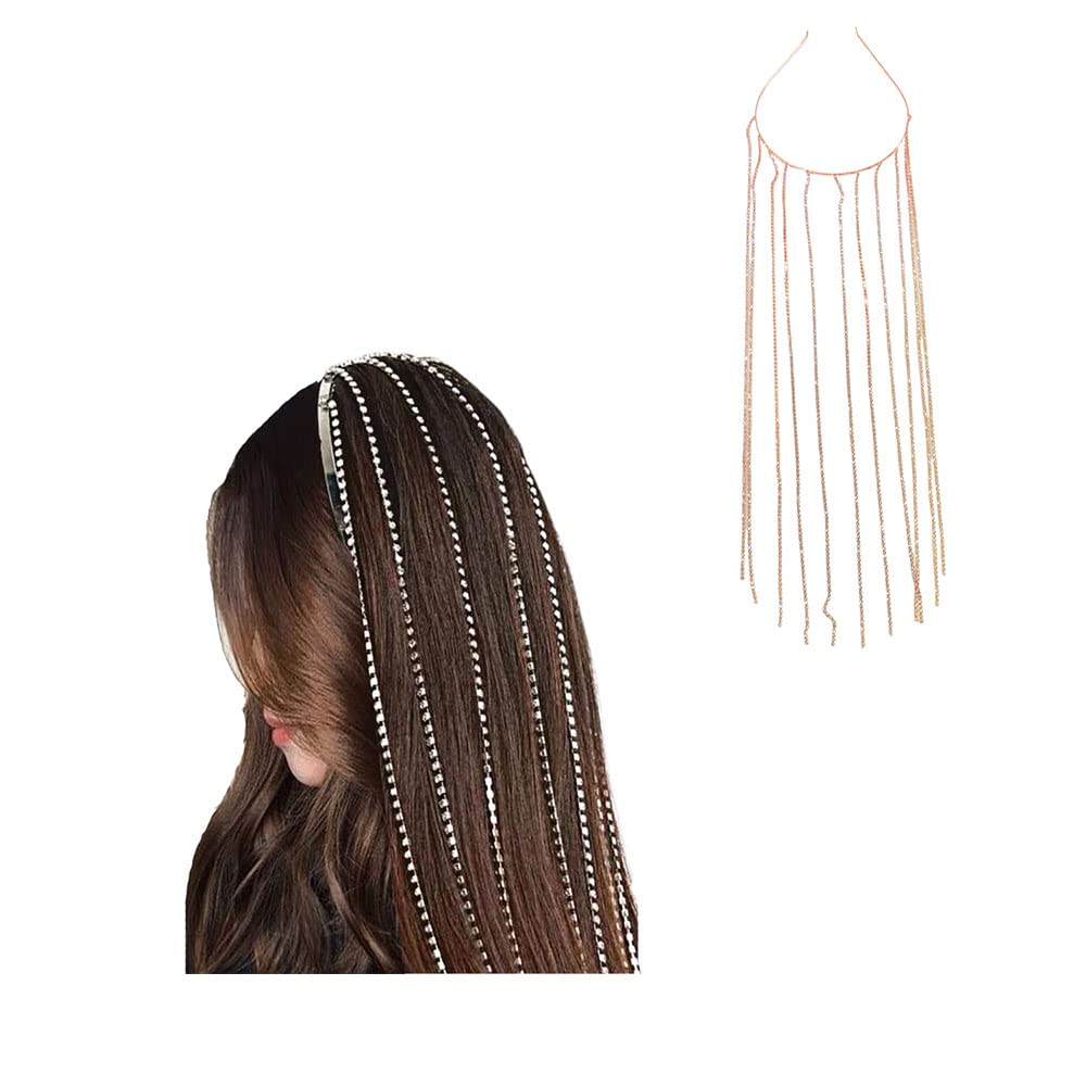 Sparkling Rhinestone Tassel Hair Chain Headband for Women | Crystal Wedding Bridal Hair Accessories | Elegant Party Hair Jewelry | Perfect for Weddings, Prom, Parties & Special Occasions