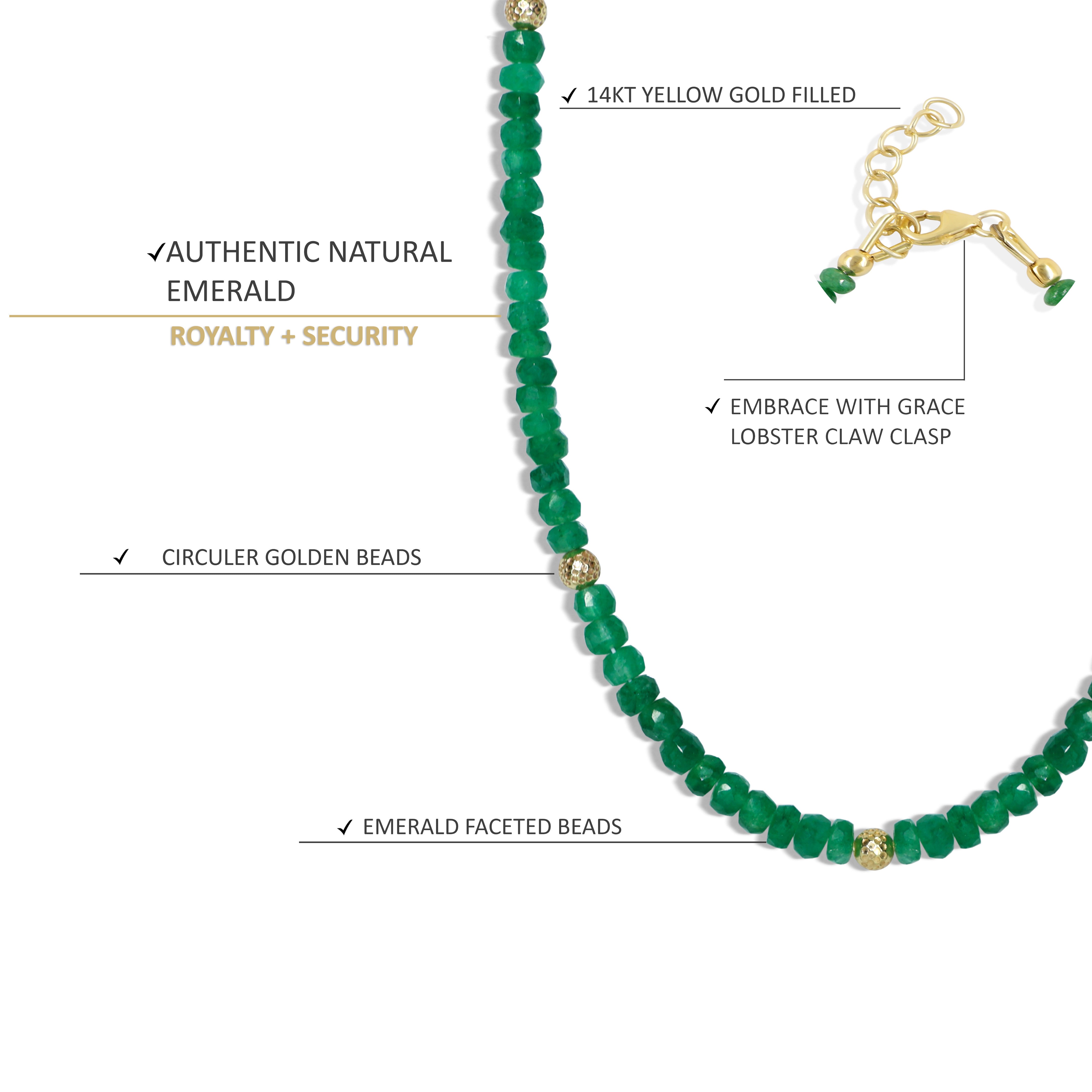 Natural Emerald Beaded Necklace for Women - Elegant Green Gemstone Jewelry Gift for Her | Perfect for Weddings, Parties & Special Occasions
