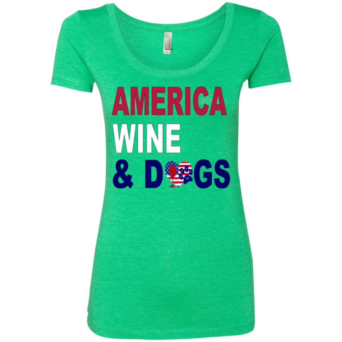 WineyBitches.Co America Funny Wine and Dog Lovers T-Shirt - Soft Tri-Blend Scoop Neck Tee for Women | Perfect for Wine Tasting, Dog Parks & Girls Night Out