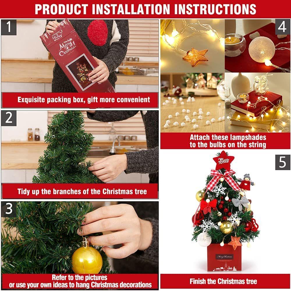 Mini Artificial Christmas Tree for Desktop - Small Holiday Decor for Table, Desk & Countertop - Perfect for Home, Office & Holiday Party Decorations