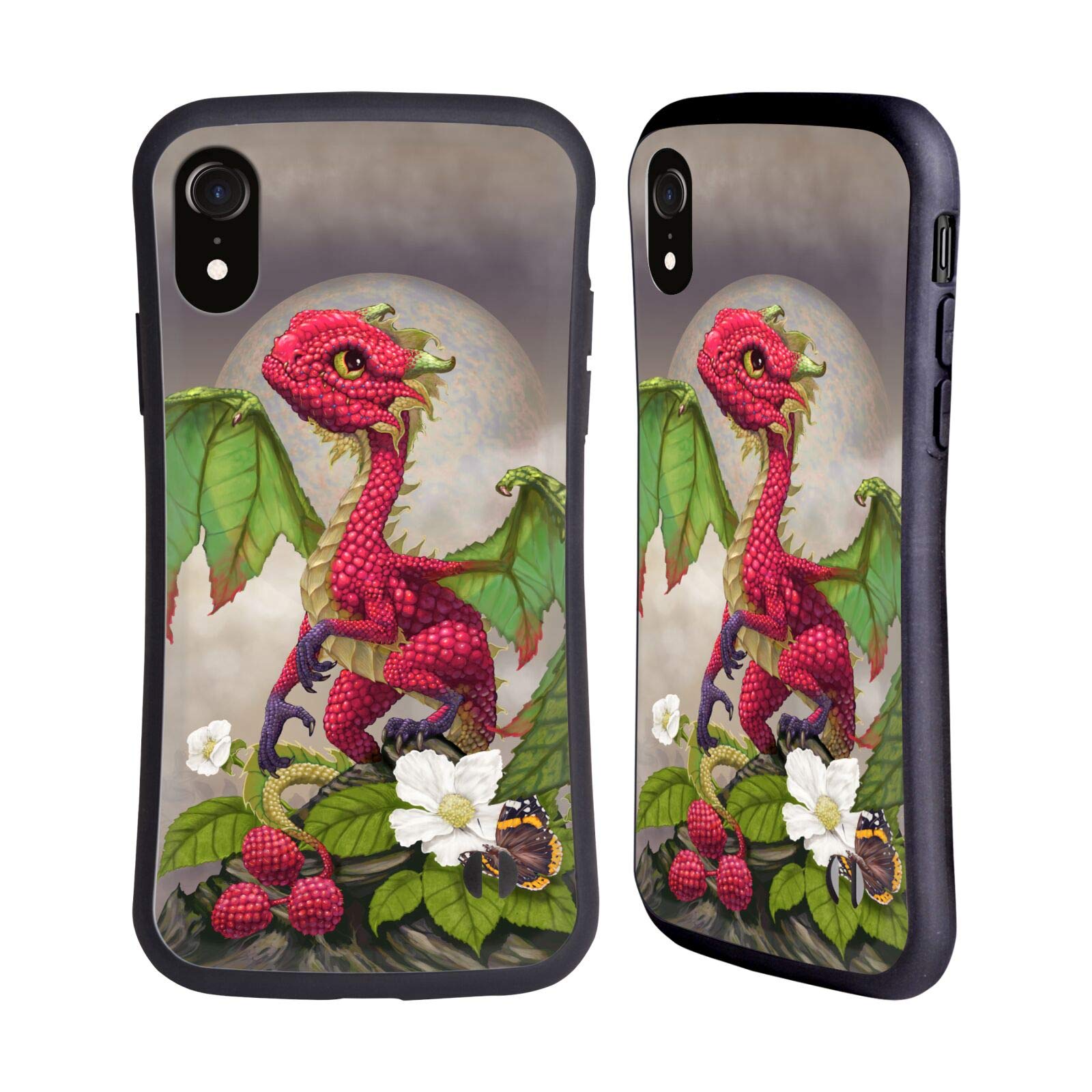 Officially Licensed Stanley Morrison Raspberry Garden Dragons iPhone XR Case | Head Case Designs Hybrid Protective Cover for Apple iPhone XR - Perfect for Outdoor Adventures & Daily Use