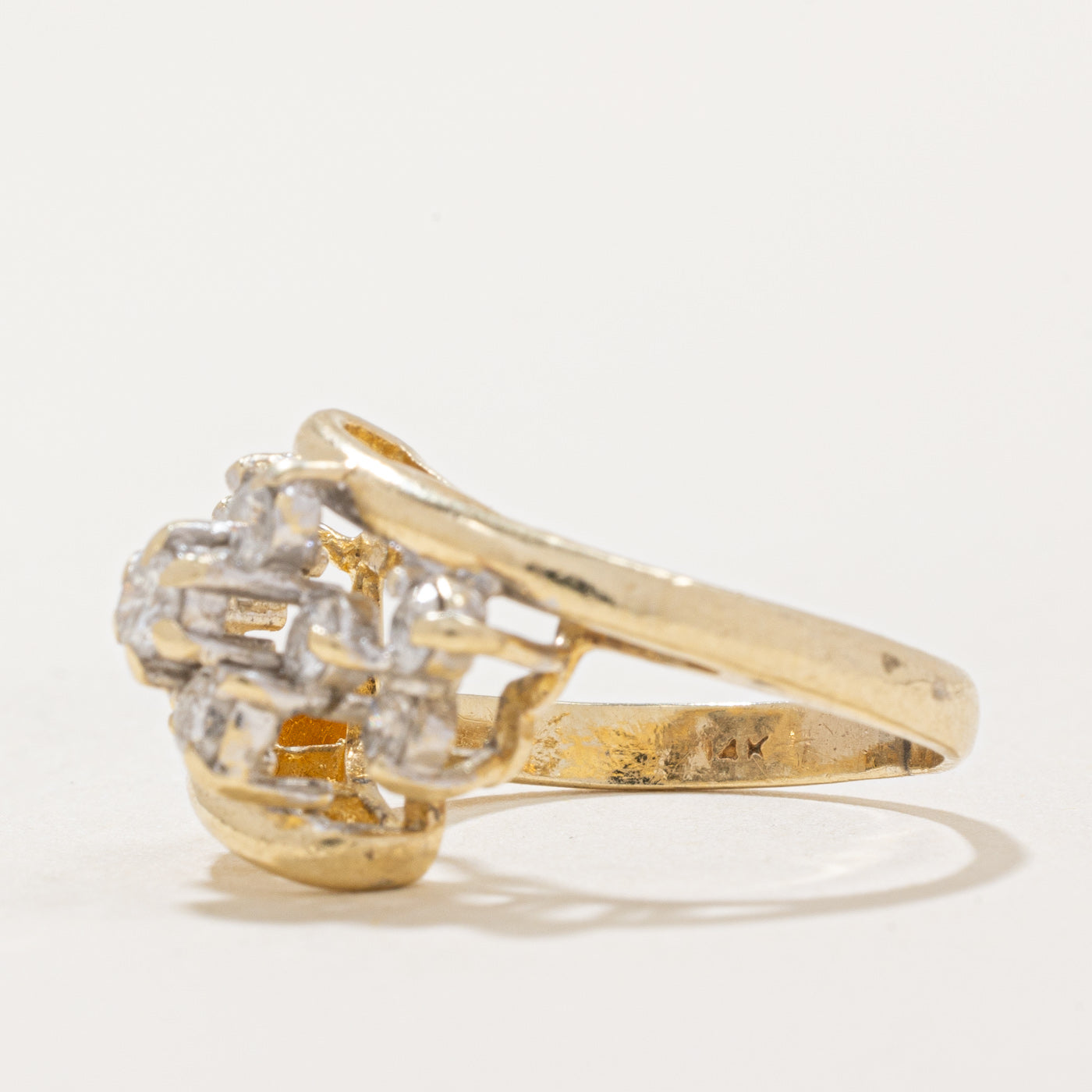 0.70ctw Diamond Cluster Bypass Ring - Size 5.25 | Elegant Wedding Band, Anniversary Gift for Her | Perfect for Engagement, Proposal & Special Occasions