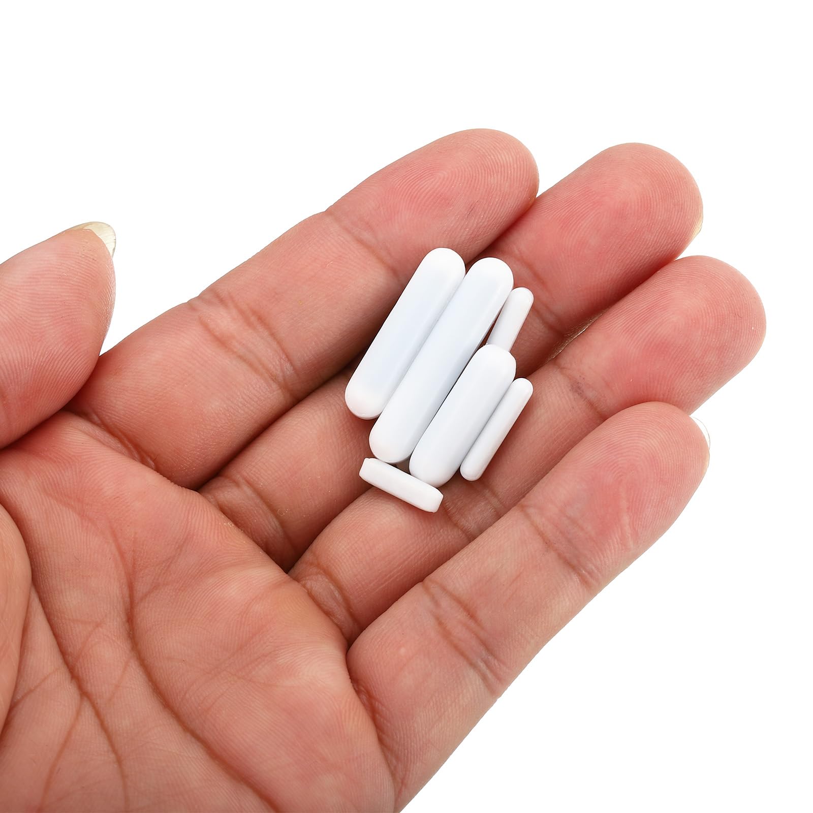 MECCANIXITY 7-Piece Magnetic Stirrer Set with Cylinder & Straight Bars - Lab-Grade Coated Stir Bars for Chemistry Experiments & Scientific Research (White) - Perfect for Mixing Solutions in Beakers, Test Tubes & Laboratory Applications