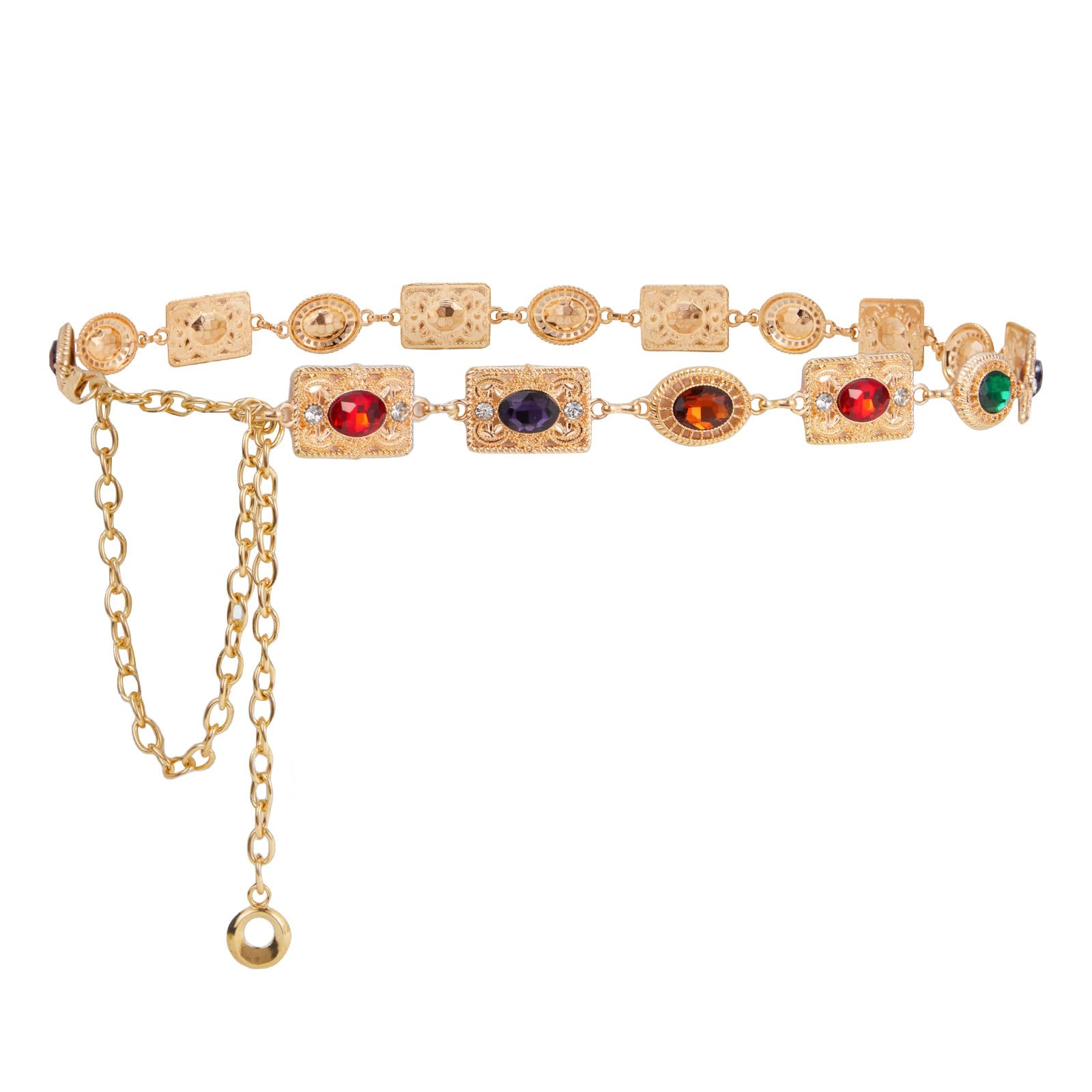 Women's Metal Waist Chain Belt with Crystal Accents - Elegant Body Jewelry for Dresses, Parties & Special Occasions