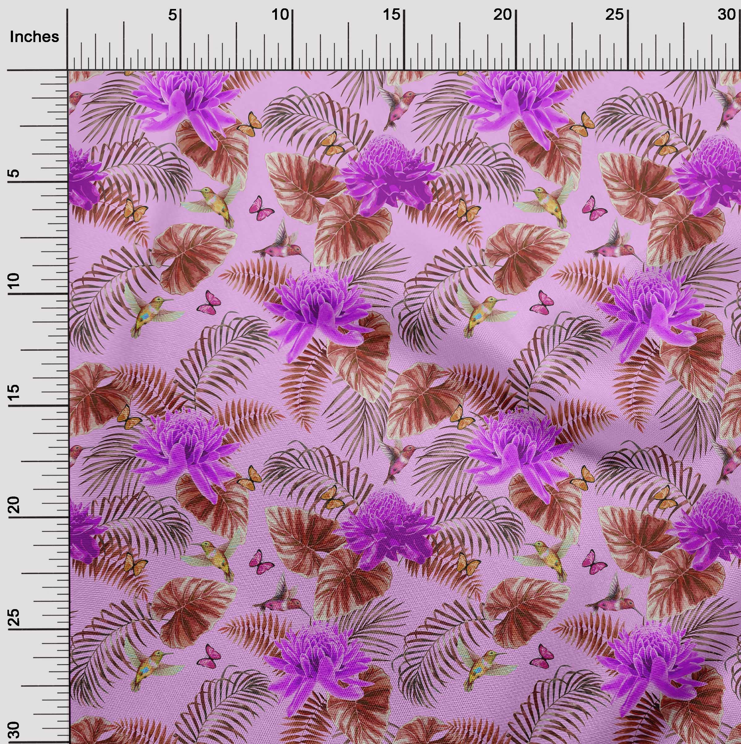 oneOone Rayon Amethyst Tropical Print Fabric - 56 Inch Wide Soft Draping Material for DIY Clothing, Dresses & Home Decor Sewing Projects | Premium Sewing Supplies by The Yard