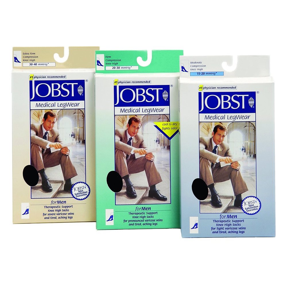 JOBST for Men 20-30 mmHg Thigh High Compression Socks - Small Size Black Closed Toe - Ideal for Travel, Varicose Veins & Post-Surgery Recovery
