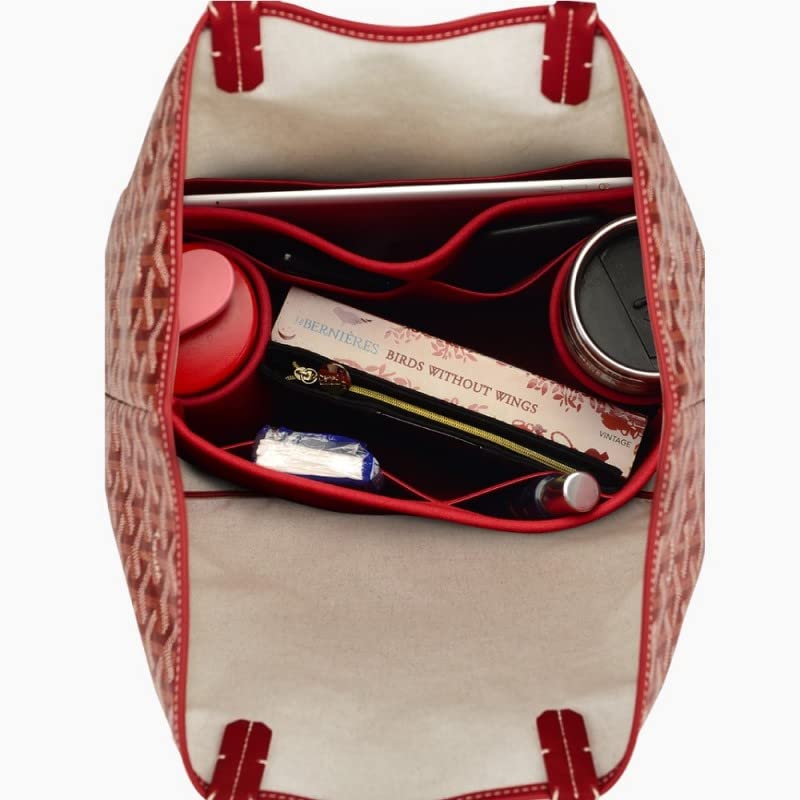 Red Suedette Leather Bag Organizer - Compatible with Louis Vuitton St Louis PM & Anjou PM Designer Bags | Perfect for Travel, Work & Daily Use