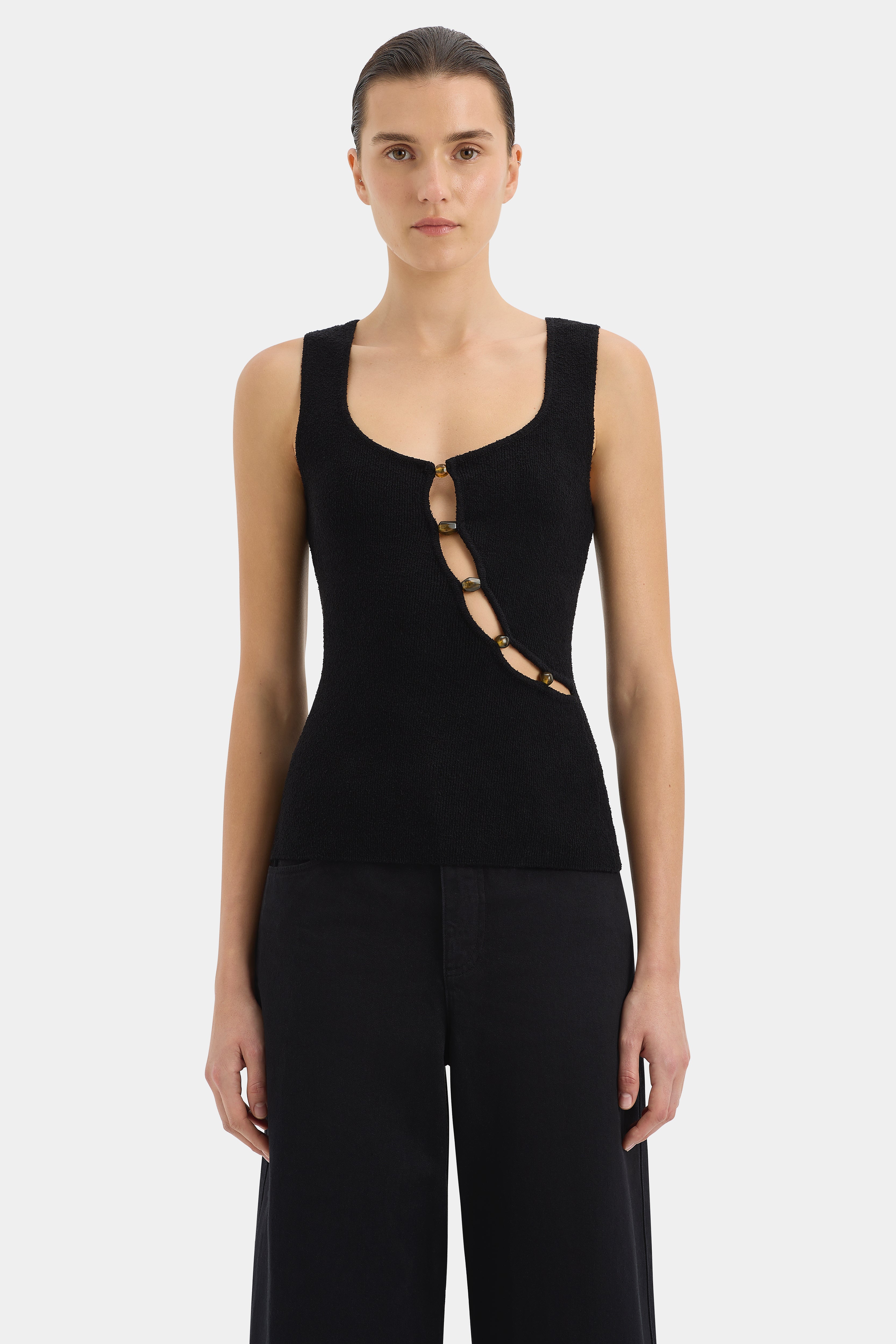 Chiara Beaded Tank Top for Women - Elegant Summer Blouse with Pearl & Bead Embellishments - Perfect for Beach, Party & Casual Wear