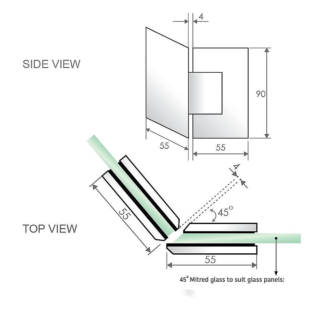 Frameless Diamond Shower Screen 100cm with Black Brackets & Stainless Steel Hinges, Square Double Pull Handle - Modern Bathroom Upgrade for Luxury Homes & Hotels