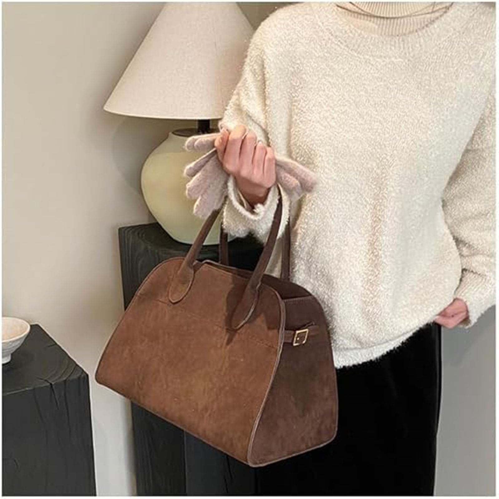 Modavo Suede Tote Bag for Women - Stylish Parisian Stroll Handbag