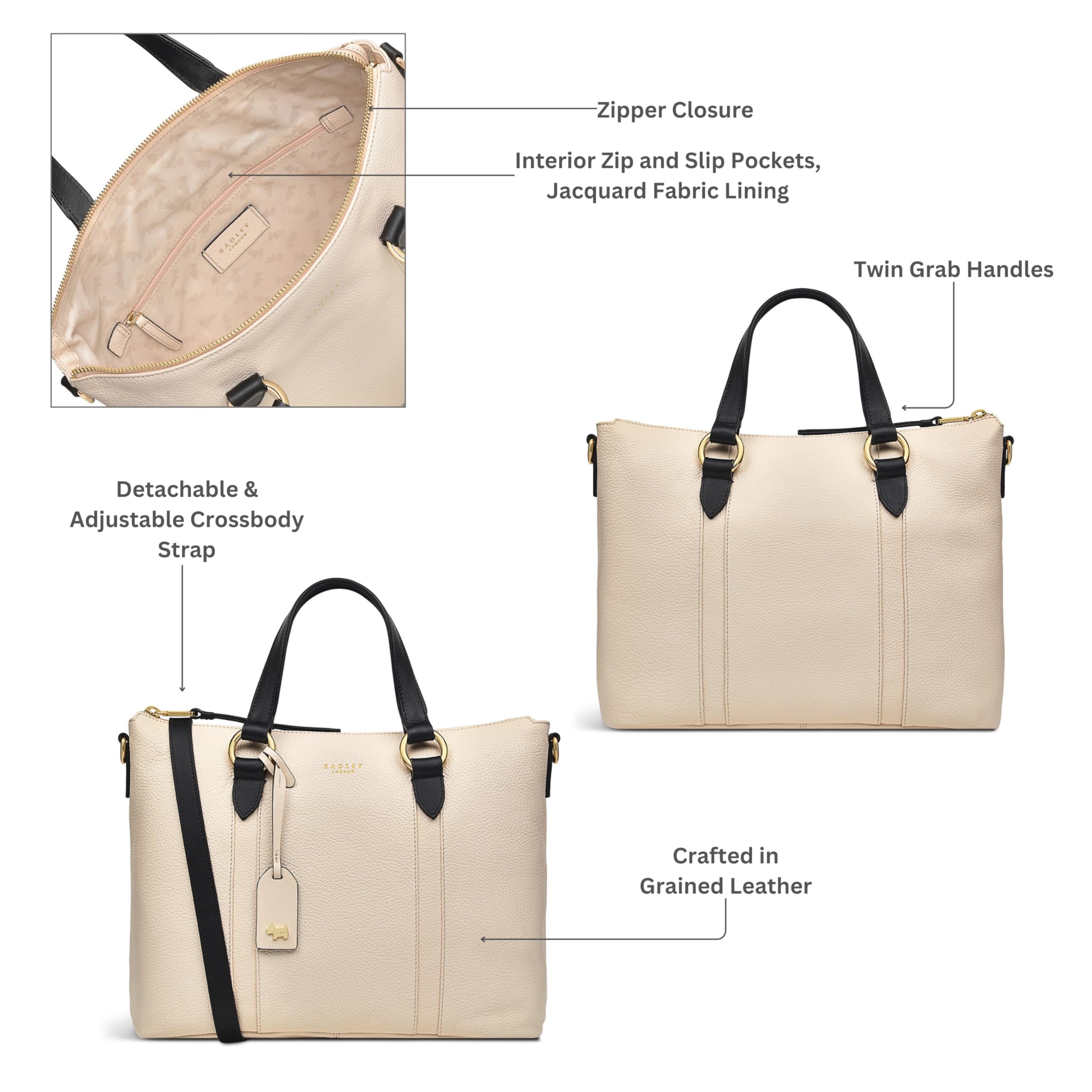 RADLEY London Westbourne Medium Zipper Satchel Crossbody Bag for Women - Genuine Leather Handbag, Perfect Everyday Purse for Work, Travel & Shopping