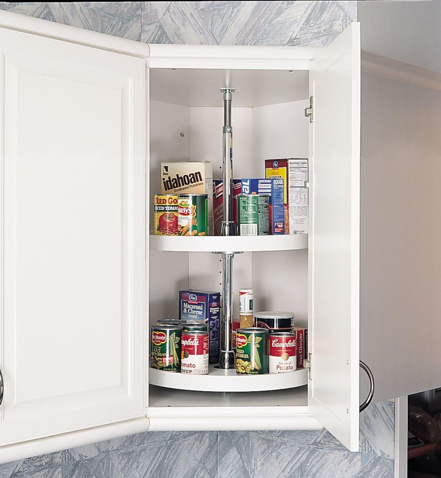 Rev-A-Shelf 6072-18-11-52 18-Inch White Polymer 2-Shelf Full Circle Lazy Susan Set for Kitchen Cabinet Storage & Organization