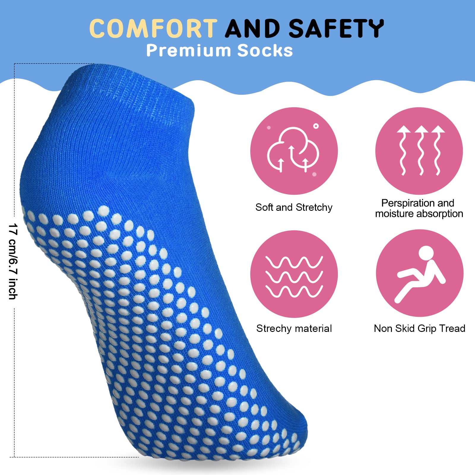 Non-Slip Yoga Socks for Women & Men - 30 Pairs Colorful Grip Socks for Yoga, Barre & Hospital Use