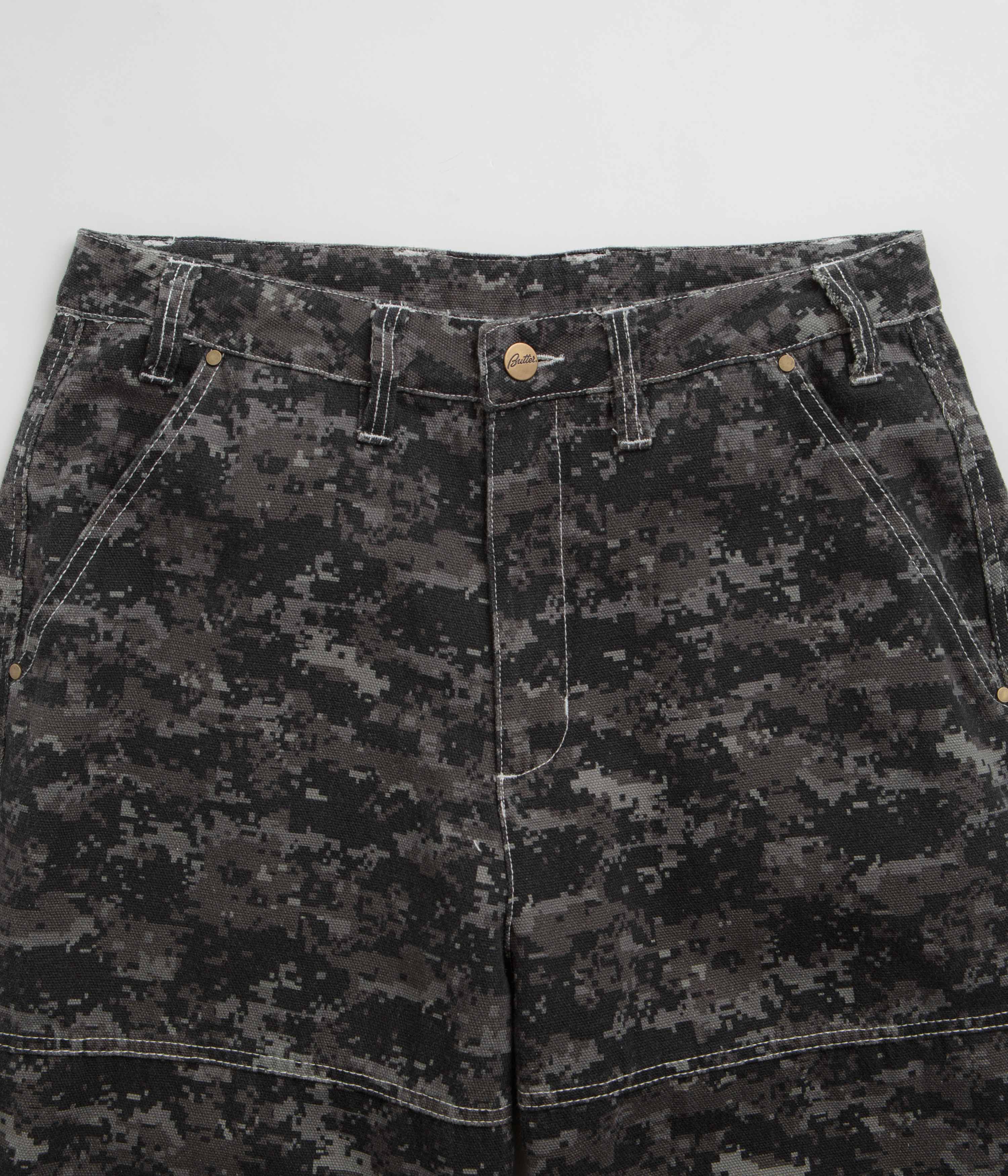Butter Goods Work Pants for Men - Durable Dark Digital Camo Cargo Pants | Perfect for Construction, Hiking & Outdoor Activities